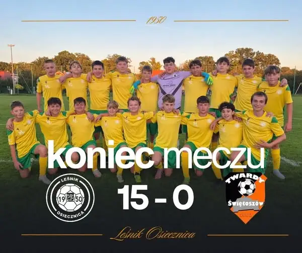 Leśnik Osiecznica rozgromił Twardy Świętoszów 15:0 w derbach trampkarzy