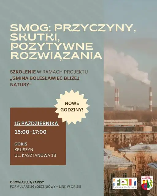Bezpłatne szkolenie o smogu w Kruszynie – zmiana godziny na popołudniową