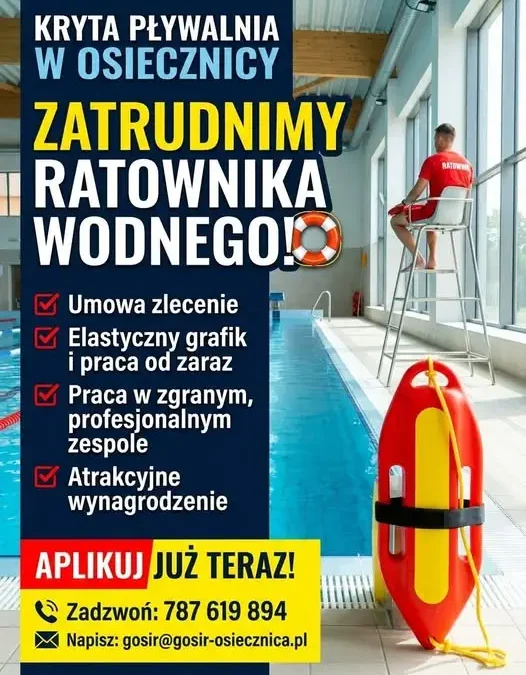 Kryta Pływalnia w Osiecznicy szuka ratownika wodnego
