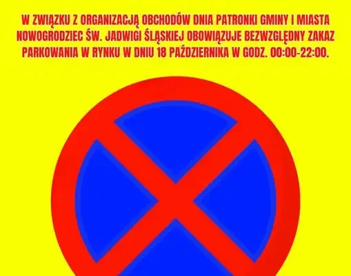 Zakaz parkowania na Rynku w Nowogrodźcu 18 października
