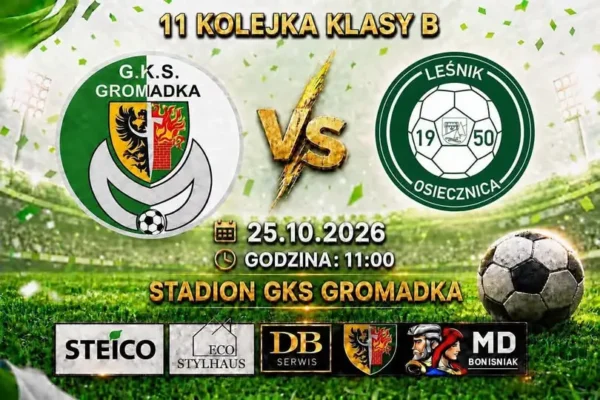 GKS Gromadka podejmuje Leśnika Osiecznica. Hit 11. kolejki klasy B