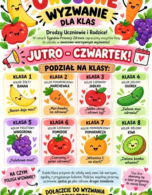 Szkoła w Osiecznicy organizuje owocowo-warzywne wyzwanie dla uczniów
